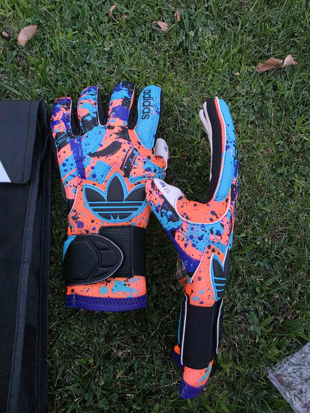 adidas Kids Orange, Blue & Purple Splash Goalkeeper Gloves